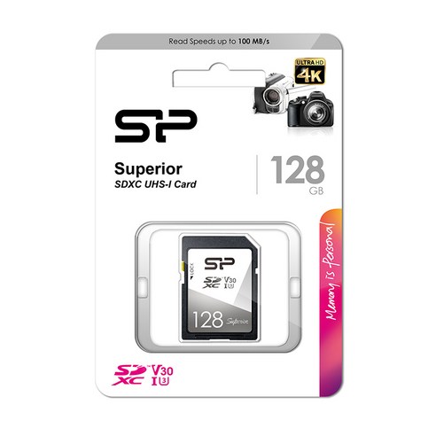 실리콘파워 SDXC UHS-1 메모리카드 U3 V30, 128GB, 1개