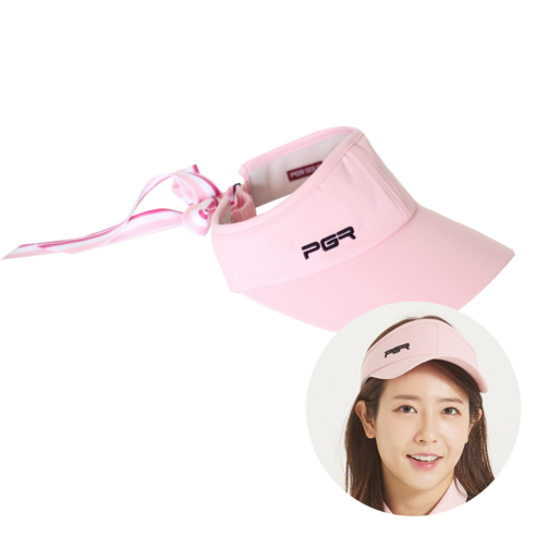 PGR 골프 여성 리본 핑크 썬캡 골프모자 PSC-890, 여성골프 핑크 썬캡