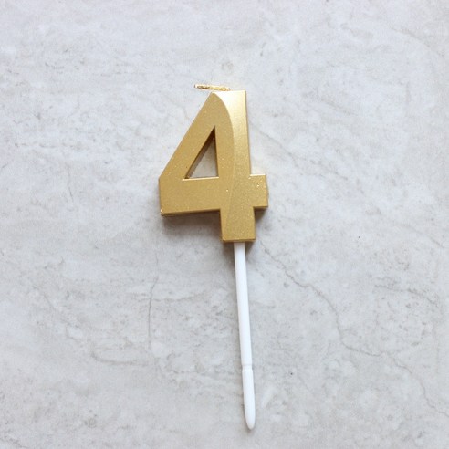 빅사이즈 생일초 케이크픽 특이한 메탈릭 골드 숫자초, 4, 1개, 15g