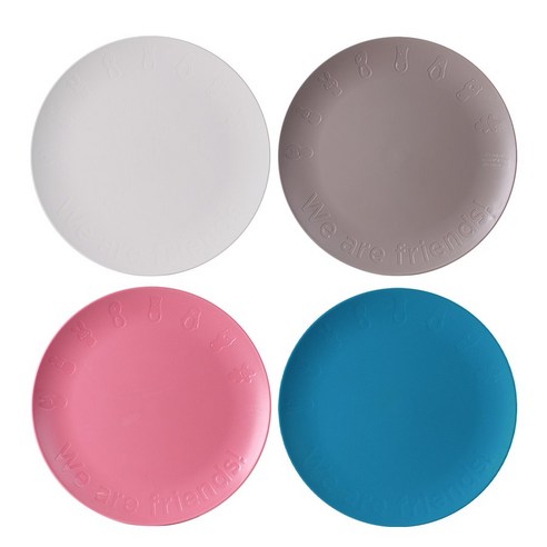 나인웨어 프렌즈 파티 접시세트, 1세트, 접시 아이보리 + 그레이 + 핑크 + 블루