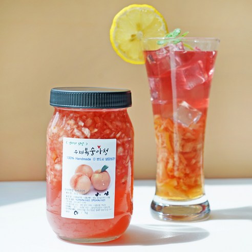 맛과 영양이 가득한, 첨가물 없는 500g 수제 복숭아청