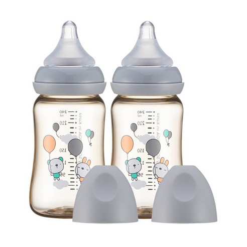 [1+1] 순수아 PPSU 젖병 트윈팩 240ml 300ml, 1+1 PPSU 젖병 300m-옐로우-2개(노꼭지), 2개