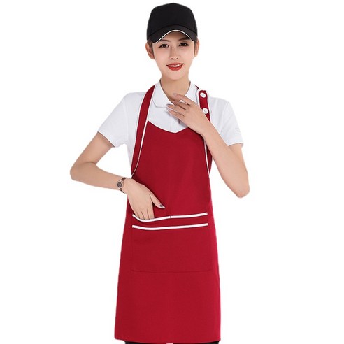 ANKRIC 호텔 직원 앞치마 홀터 더러움 앞치마 원피스앞치마, 큰 빨간