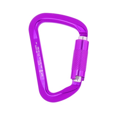 옥외 암벽 등반 동굴 탐험 구조를 위한 30KN 강선전도 문 Carabiner 자동 자물쇠 걸이, 알루미늄 마그네슘 합금, 보라색