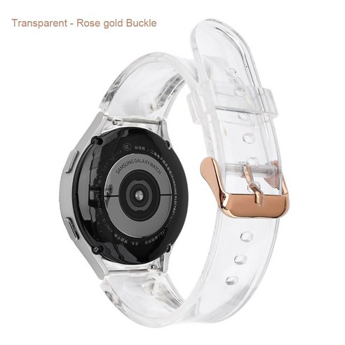 부드러운 투명 TPU 실리콘 스트랩 삼성 갤럭시 시계 4 클래식 46mm 42mm/44mm 40mm Smartwatch 밴드 곡선 엔드 시계 밴드, Transparent-Rosegold, watch 4 classic 46mm