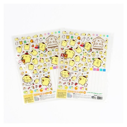 산리오 캐릭터즈 인덱스 스티커가 들어있는 L자 홀더파일 5P 2묶음, 10개, 폼폼푸린