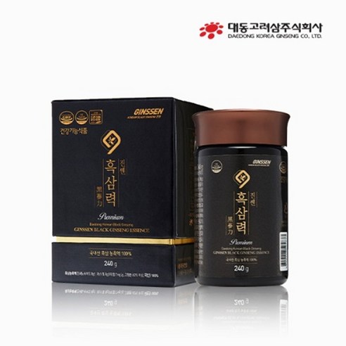 대동고려삼 진쏀 흑삼력 구증구포 흑삼 농축액 대동고려삼 국내산 6년근 인삼 농축액 100% 면역력 증진 피로 개선 식약처 안전 인증 통과 사포닌 고함량 선물패키지, 1박스, 240g