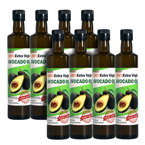 [구도] 멕시코산 HASS 압착 아보카도 오일 엑스트라버진 500ml, 8개