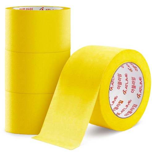 아뜰라임 도장 커버링 종이 컬러 마스킹 테이프 노랑 50mm x 20mm, 4개