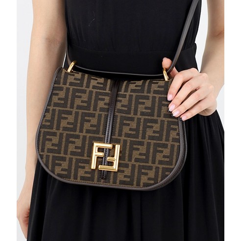 펜디 C'mon 미디엄 FF Jacquard Fabric and 가죽 Bag 8BT366 AQ08 F1MJE C’mon 자카드 패브릭 및 백