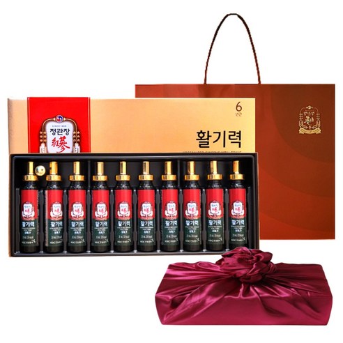 정관장 6년근 활기력 10병 + 보자기 + 쇼핑백, 1세트