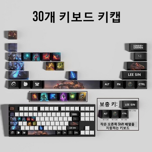 리그오브레전드 키캡 롤 키보드 키캡 스킬 세트 기계식 키보드 PBT 포인트 커스텀게이밍 굿즈 keycaps Esc, 1개, Lee Sin 리 신
