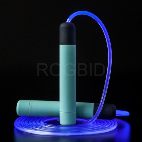 ROGBID 발광줄넘기전자줄넘기투명광섬유야광줄넘기남녀 휘트니스줄넘기쿨넘기, 파란색 손잡이: 파란색 램프