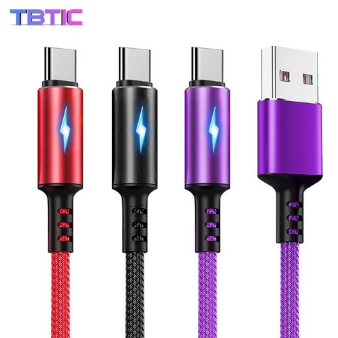 TBTIC 3A 메탈 고속충전 c타입 케이블 0.25m 1.2m 2m, 블랙, 3개