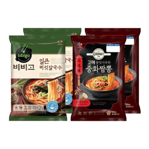 CJ 비비고 얼큰버섯칼국수592g x 2개 + 고메 중화짬뽕 652g x 2개 _CK, 1개