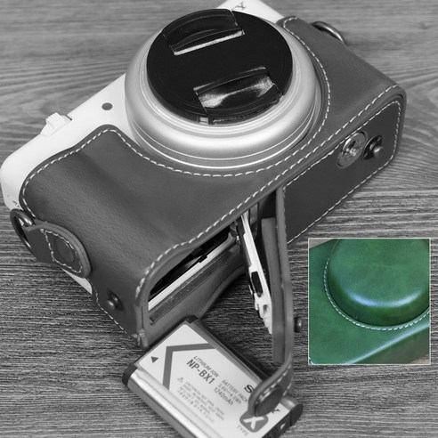 Qalart PU 어깨끈이 있는 Sony ZV1F ZV-1F 카메라용 카메라 가방, 피스, Green Open