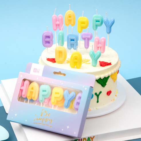 25년 새해 베이커리 파티셰를 위한 생일초 기획전 소용량으로 도매가, 8.알록달록 해피버스데이 볼드, 3팩
