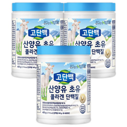 에버뉴트리 고단백 산양유 초유 콜라겐 단백질, 3개, 450g 하이뮨