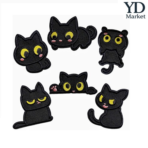 YD market 와펜 패치 6종 세트 열부착식 고양이 리폼