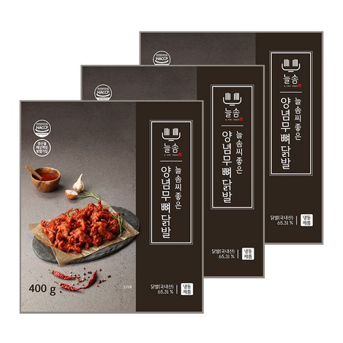 늘솜 양념 뼈없는 무뼈 닭발 400gx3팩 1세트, 400g, 3개