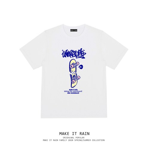 DFMEI 한국어 여름 새로운 식 Cec 스케이트 보드 반팔 티셔츠 세련된 유행 느슨한 Bf 스타일 화이트 티셔츠 남성과 여성
