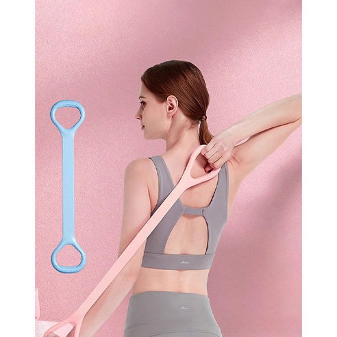 요가 필라테스 스트레칭 밴드 손잡이 운동 근력밴드, 1개, 스카이 블루