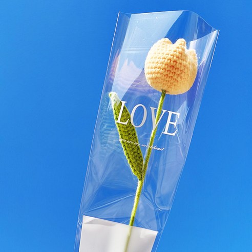올샵 뜨개질꽃 니트 튤립 조화꽃 5개, YELLOW 5개