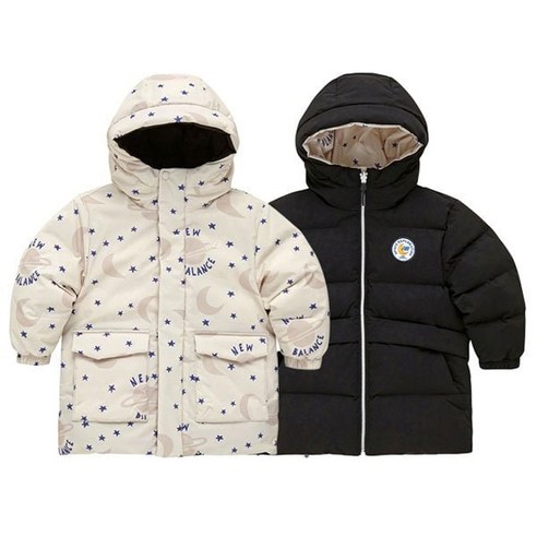 뉴발란스 키즈 패딩 아동 리버서블 패턴 미디 다운 양면 점퍼 NK9PC4604U IVORY P2410 경량 숏 외투