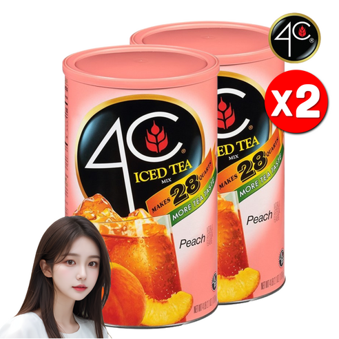 (YIMALL) 코스트코 대용량 복숭아 아이스티 분말 4C 업소용 가정용 음료 복숭아맛 가루 iced tea, 2개, 1개입, 2.33kg