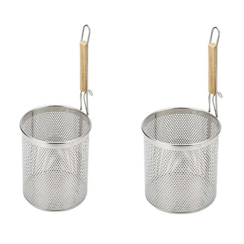 손잡이가있는 2 pcs 국수 소쿠리 여과기 체 14cm 12cm, 실버, 스테인레스 스틸