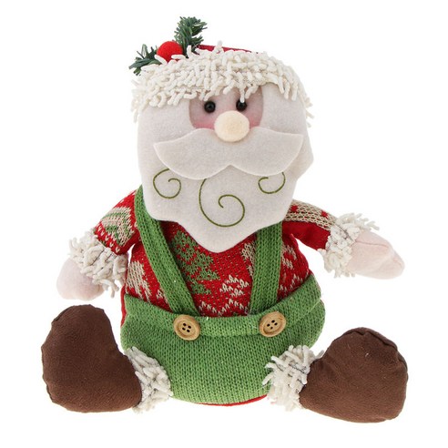 앉아 산타 클로스 눈사람 Wapiti 봉제 인형 크리스마스 장난감 홈 장식, 다색, 패브릭