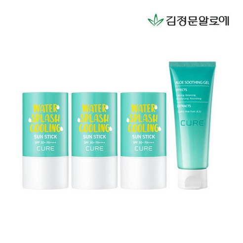 [김정문알로에] [본사직영★빠른배송] 큐어 워터 스플래쉬 쿨링 선스틱 23g * 3개 +, 상세 설명 참조