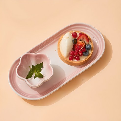 르크루제 접시 세트, 1세트, 플레이트 + 플라워볼, 쉘핑크