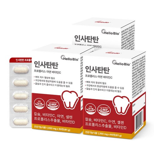 인사탄탄 프로폴리스 아연 비타민C, 3개, 60정