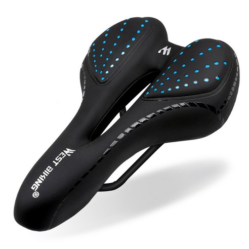 WEST BIKING 통기성 젤쿠션 도로 MTB 자전거 안장, 1개, 블루