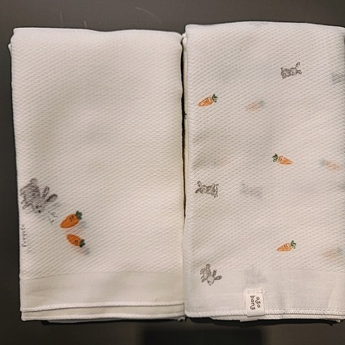 사랑스러운 아기 피부를 위한 무형광 순면 100% 아가방 토끼 나염 엠보 손수건 세트