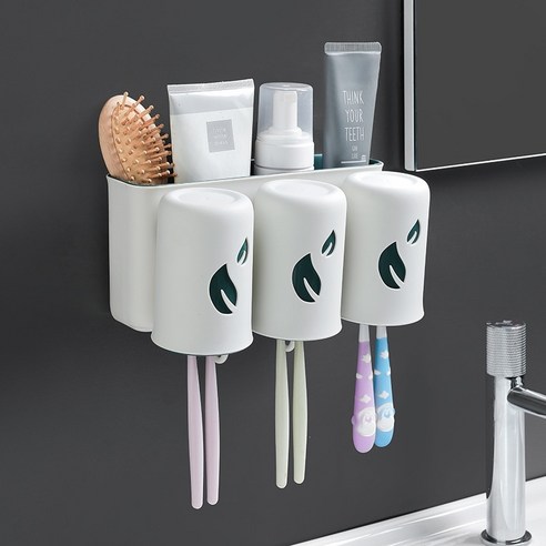칼노 화장실 욕실 벽 교수형 저장 튜브, 3컵 흰색 녹색
