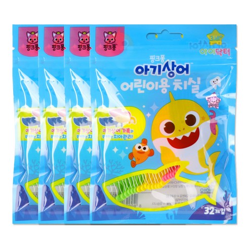 핑크퐁 아기상어 어린이 치실 32매입, 4개, 단품