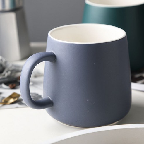 현대 간단한 머그잔 단색 Morandi 세라믹 커피 컵 대용량 우유 컵 애호가 컵 북유럽 스타일, 모란 디 컵-그레이 블루