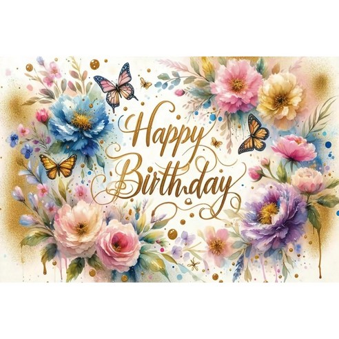 태쓰 생일 파티 현수막 남아 여아 엄마 아빠 생일 배너 3, 꽃다발