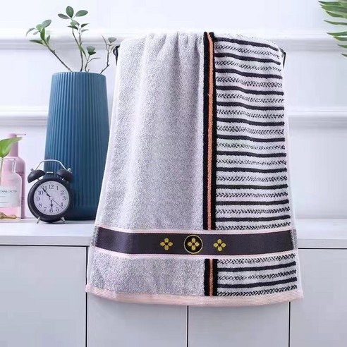 순면 수건 두껍고 부드럽고 편안한 가정용 세면 수건 자수 선물 상자, 34x74, 쪽빛