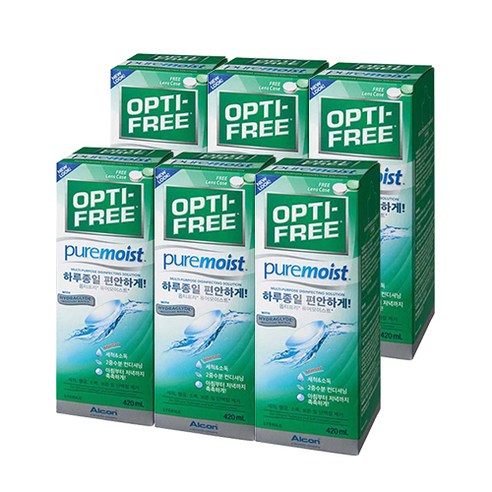 옵티프리 퓨어모이스트 렌즈세정액 + 렌즈케이스, 420ml, 6개