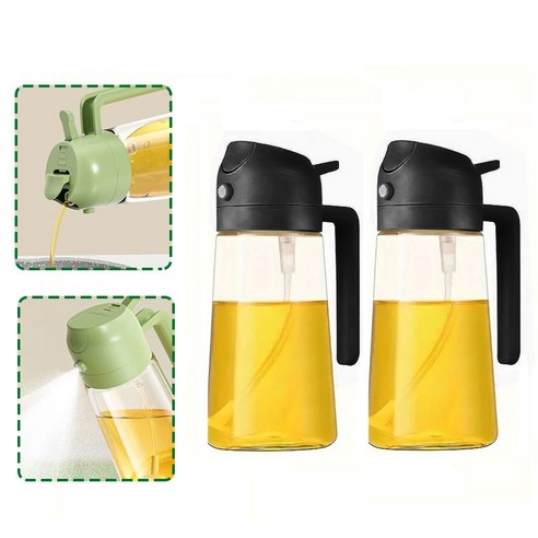 Oyoson 2way 오일스프레이 유리 오일분무기 고급형 검은색, 10개, 470ml