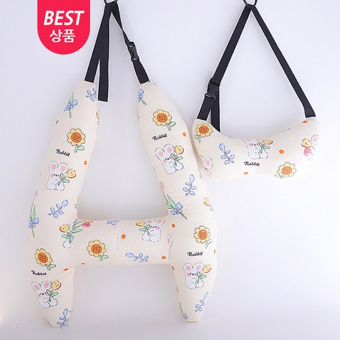 로비니샵 인플루언서가 추천하는 안전벨트 인형 쿠션 베개, 1개, 래빗플라워