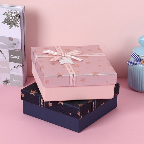 아름다운 리본 선물세트 발렌타인데이 생일 선물 화장품 선물 수납 정사각형 세트, 투톤 믹스, MS1819-9