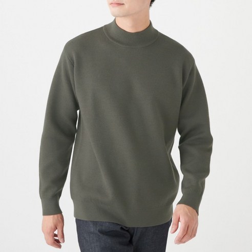 무인양품 MUJI 남성 울 혼방 더블 페이스 하이넥 스웨터 M9AA031