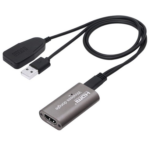 4K 1080P WiFi HDMI 무선 디스플레이 동글 컨버터 AV 어댑터 케이블 설치 및 사용이 쉽습니다., 120x60x20mm, 그레이, 플라스틱