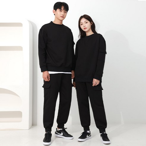 최고의 편안함과 스타일을 선사하는 턴키 빅사이즈 오버핏 기모 카고 상하의 세트