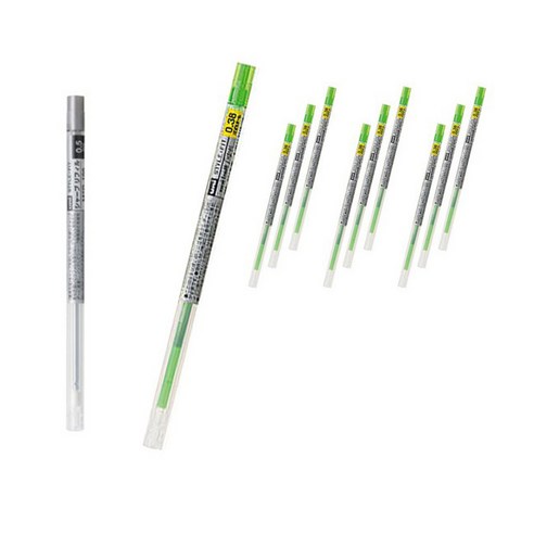 꼬맹이샵 유니 시그노 스타일핏트 젤잉크 리필심 UMR-109 0.38mm +M5R-189, 10개+샤프리필1개, 라임그린5