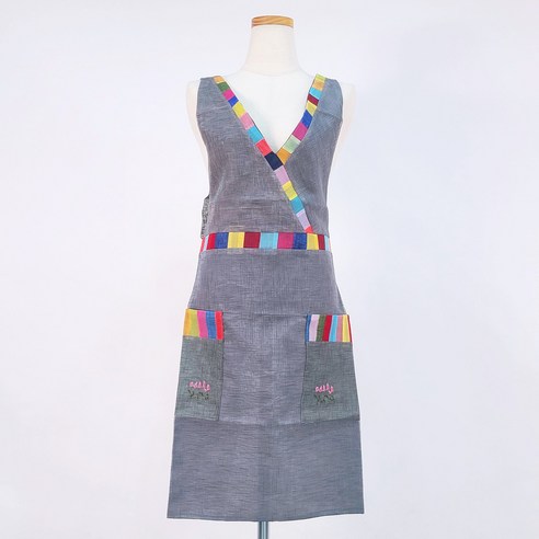 시간과 정성이 깃든 아름다움, 미도규방 전통 브이넥 한복 모시 앞치마 한복앞치마